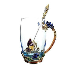 Load image into Gallery viewer, Handmade Enamel Butterfly Rose Cup (Various Designs)
