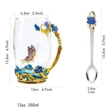 Load image into Gallery viewer, Handmade Enamel Butterfly Rose Cup (Various Designs)