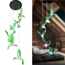 Load image into Gallery viewer, Solar-Powered Dangling Hummingbird Lights
