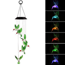 Load image into Gallery viewer, Solar-Powered Dangling Hummingbird Lights
