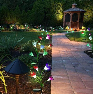 Spring Artificial Lily Solar Garden Stake Lights