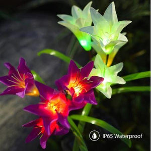 Spring Artificial Lily Solar Garden Stake Lights